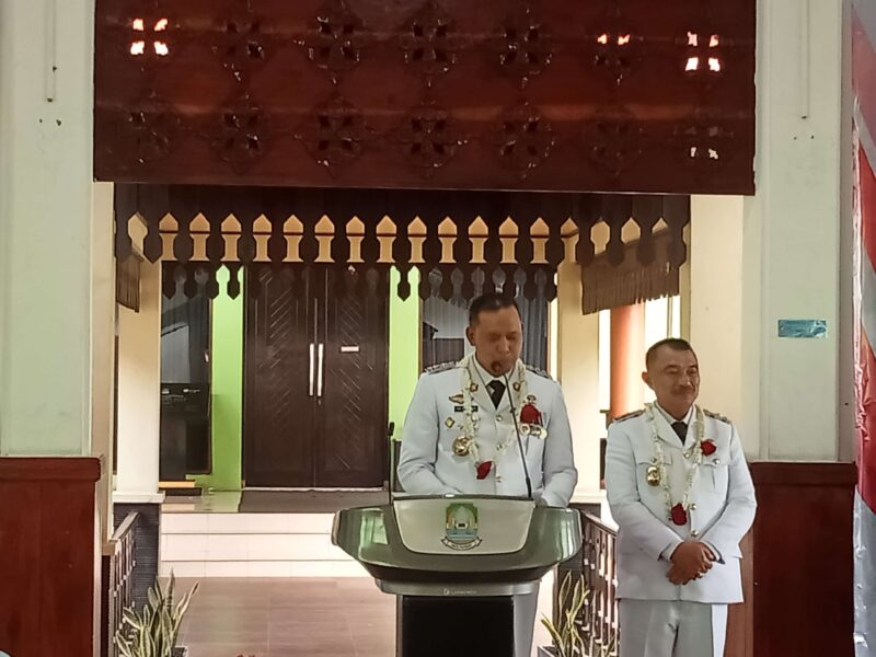 Wali Kota Bekasi, Tri Adhianto saat pidato usai dilantik Presiden Prabowo (Detik Indonesia/RRI/Leny Kurniawati)