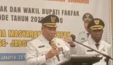 Bupati Fakfak Samuan Dahlan, S.Sos, M.AP (kiri) didampingi Wakil Bupati Drs, Donatus Nimbitkendik, M.T, usai di lantik oleh Presiden di Jakarta (Detik Indonesia/Rri/NicoAfloubun)