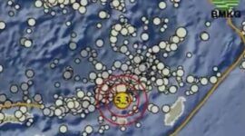 Peta titik pusat gempa yang terjadi di dekat Maluku Tenggara Barat, Provinsi Maluku, Jumat (14/2/2025) (Foto: Twitter BMKG)