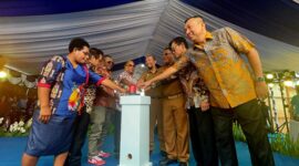 Penekanan tombol tiang pancang Ground Breaking Mall Sorong Modern City (Istimewa)