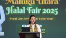 Gubernur Maluku Utara Sherly Laos membuka Maluku Utara halal fair 2025 yang diselenggarakan Bank Indonesia Malut, Rabu (12/3/2025). (Detik Indonesia/Tribunnews)