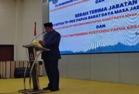 Mantan Pj Gubernur Papua Barat Daya, Mohammad Musa'ad saat menyampaikan sambutan. (Detik Indonesia/iNews)