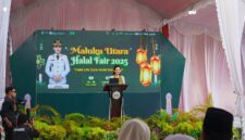 Gubernur Malut, Sherly Laos saat sambutan pada acara Maluku Utara Halal Fair 2025. (Foto: Humas Kemenkum Malut).